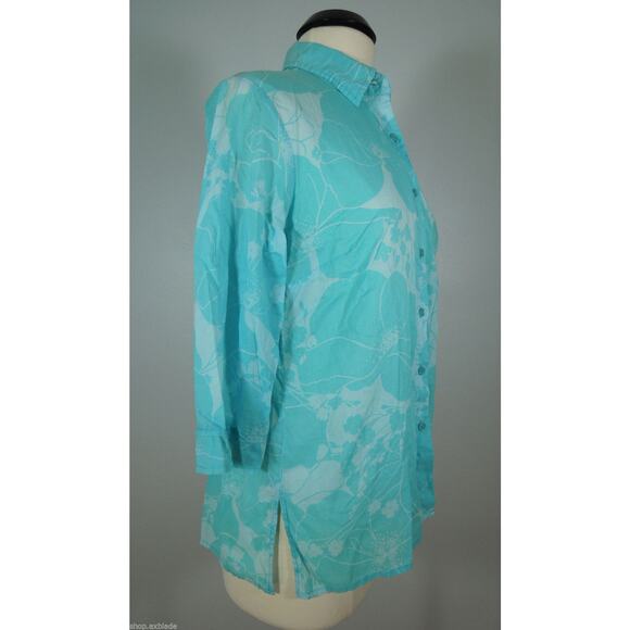 BLAST Shirt M MEDIUM Petites Womens Floral Print Button Down - Picture 3 of 6